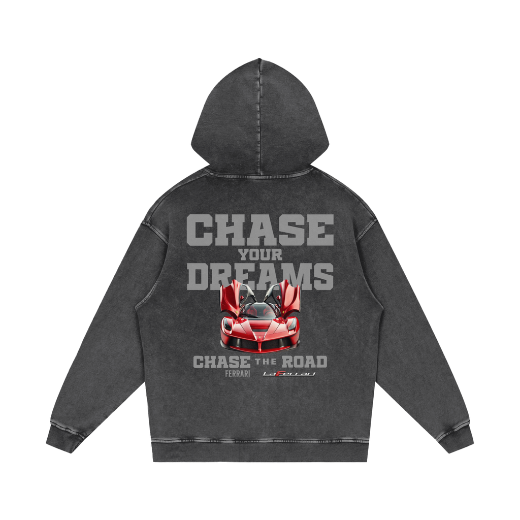 CHASE YOUR DREAM LA FERRARI ACID WASH OVERSIZED HOODIE