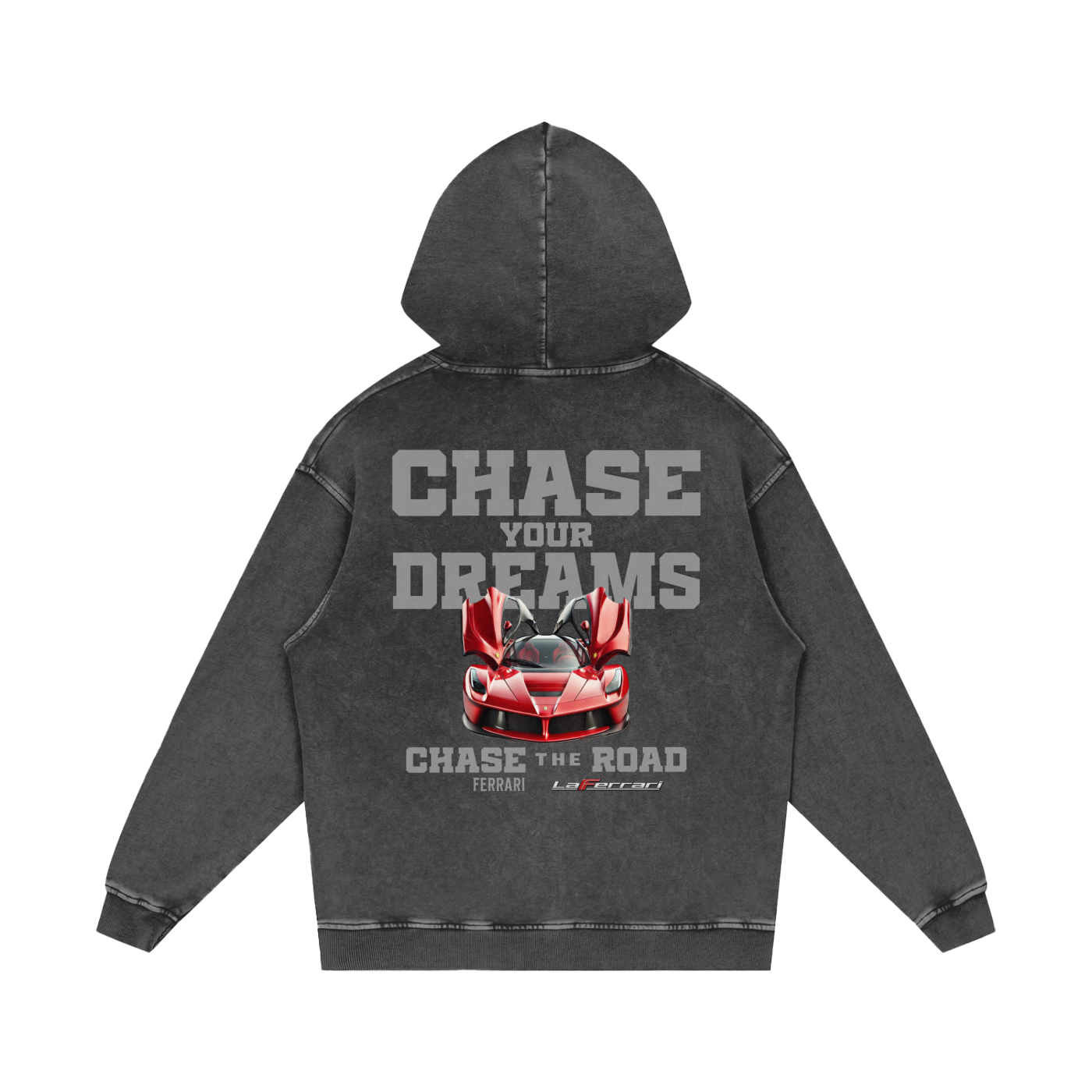 CHASE YOUR DREAM LA FERRARI ACID WASH OVERSIZED HOODIE