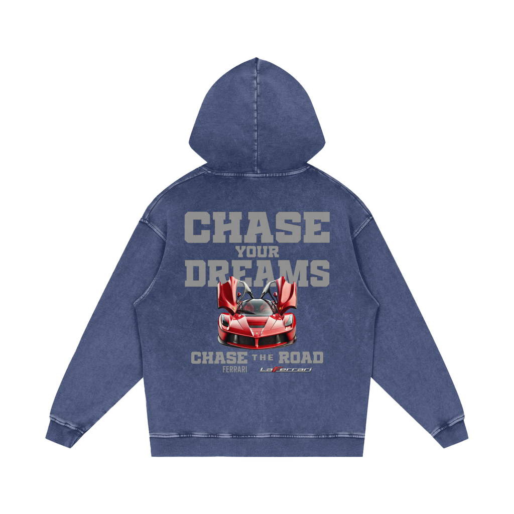 CHASE YOUR DREAM LA FERRARI ACID WASH OVERSIZED HOODIE