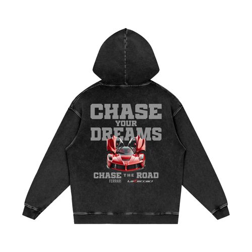 CHASE YOUR DREAM LA FERRARI ACID WASH OVERSIZED HOODIE