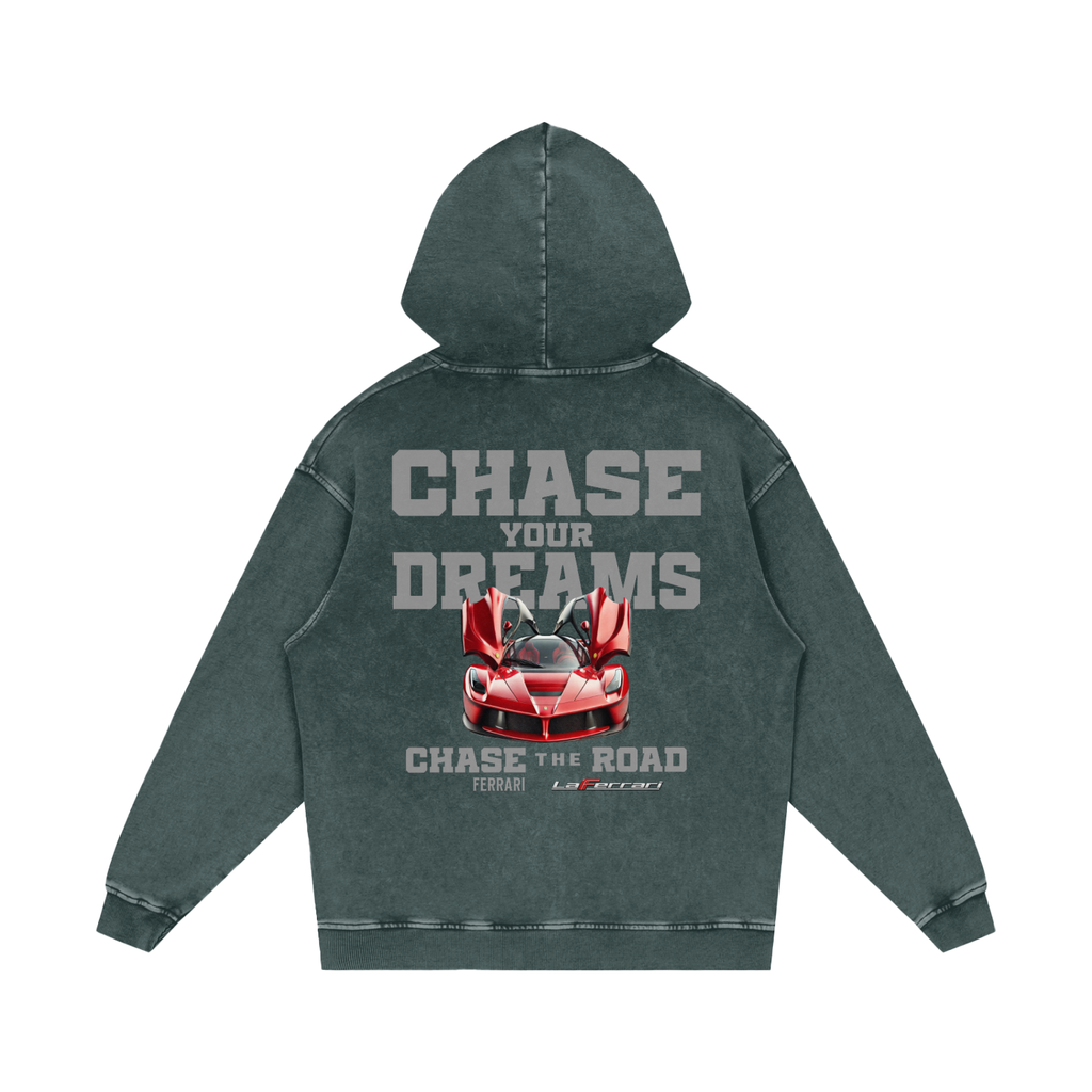 CHASE YOUR DREAM LA FERRARI ACID WASH OVERSIZED HOODIE