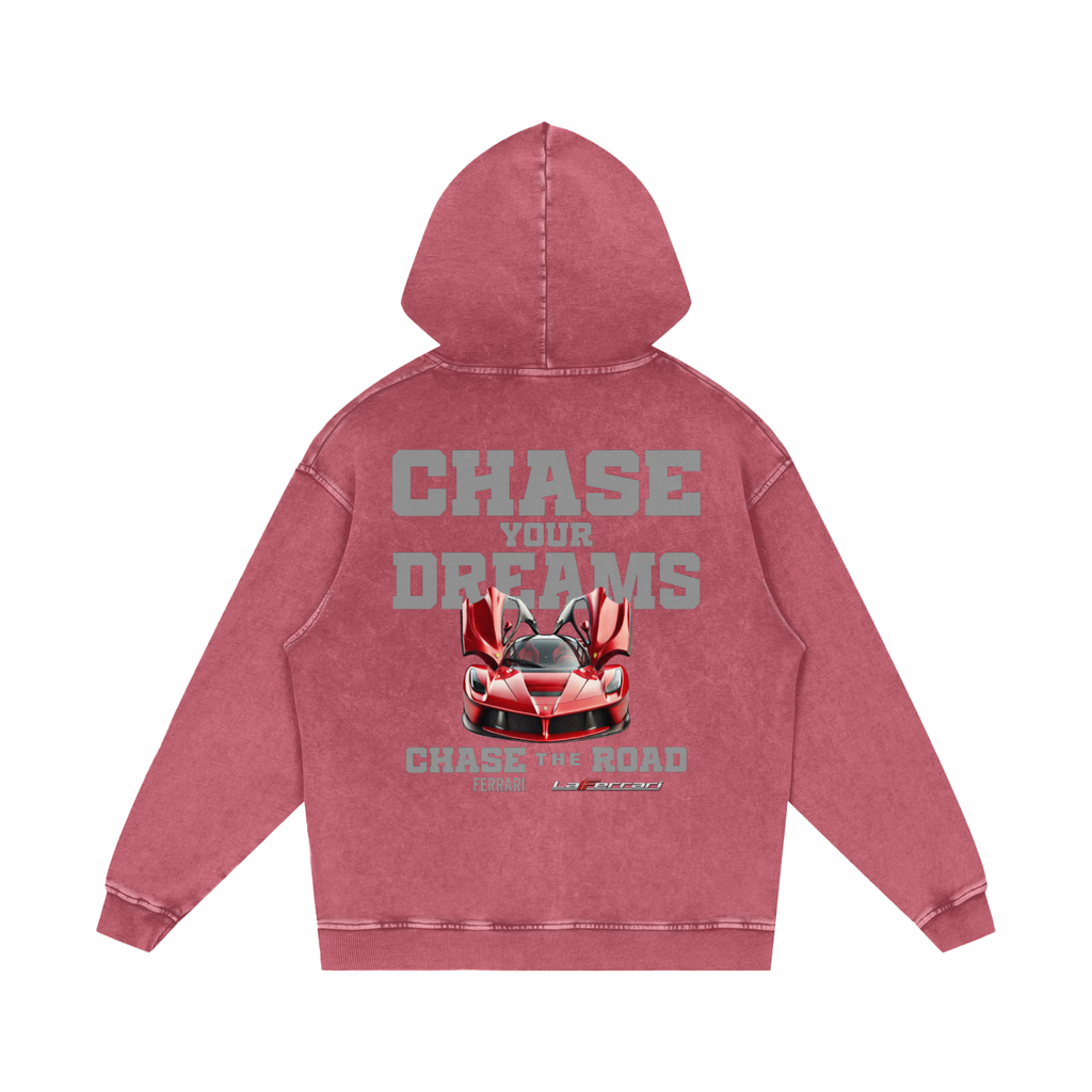 CHASE YOUR DREAM LA FERRARI ACID WASH OVERSIZED HOODIE