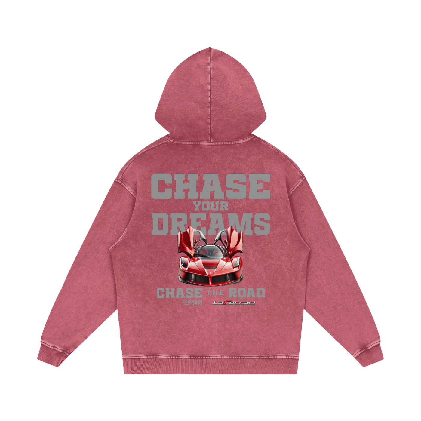 CHASE YOUR DREAM LA FERRARI ACID WASH OVERSIZED HOODIE
